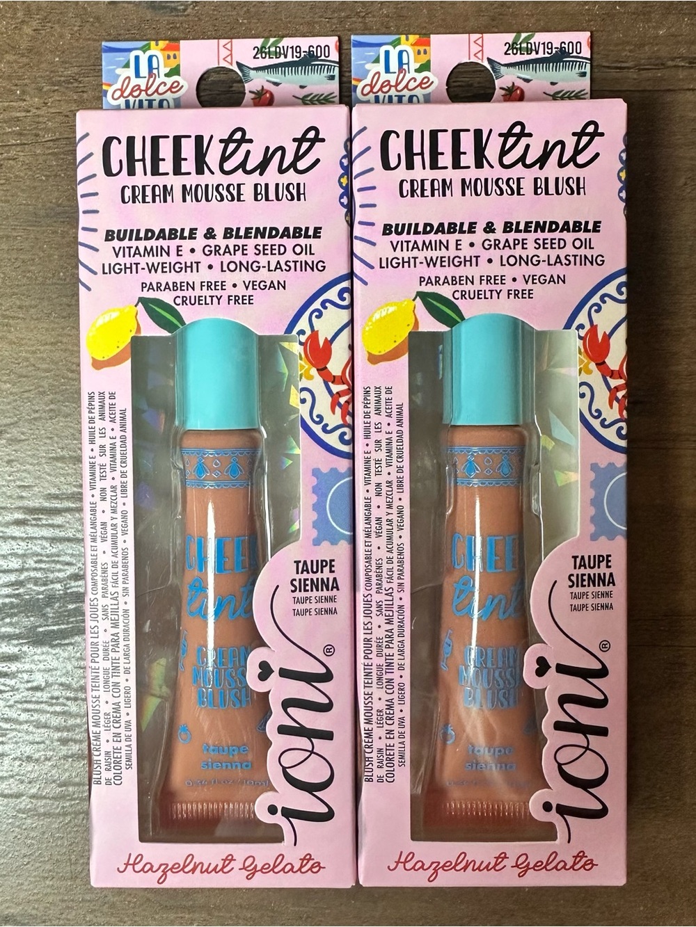 Ioni 2pc LA DOLCE VITA Cheek Tint Cream Blush ~Hazelnut Gelato~ (Taupe Sienna)